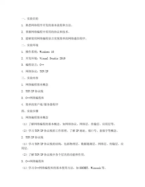 网络程序开发实验报告书