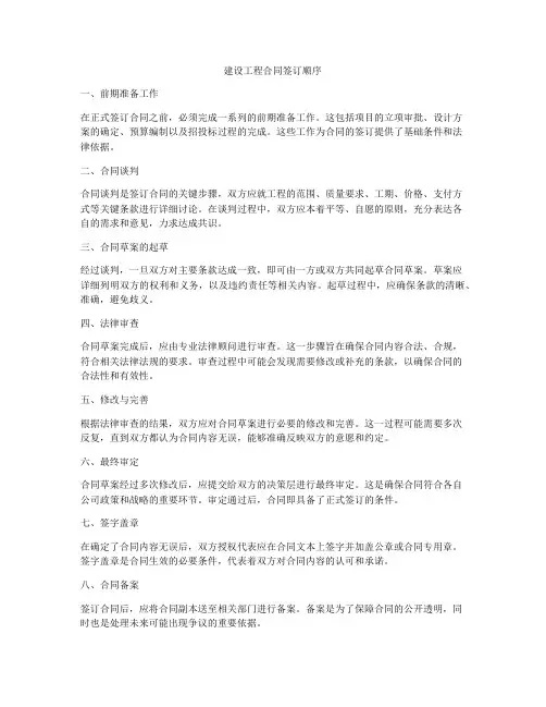 建设工程合同签订顺序