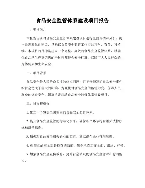 食品安全监管体系建设项目报告