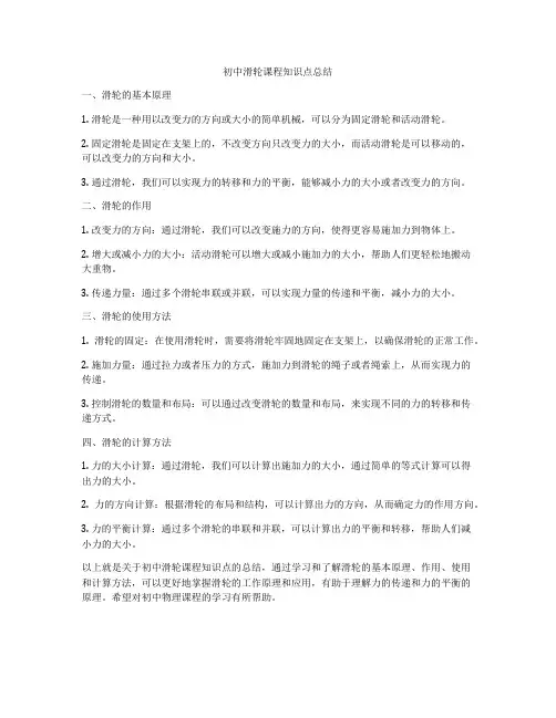 初中滑轮课程知识点总结