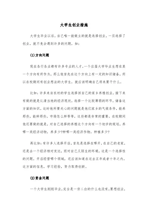 大学生创业措施（2篇）