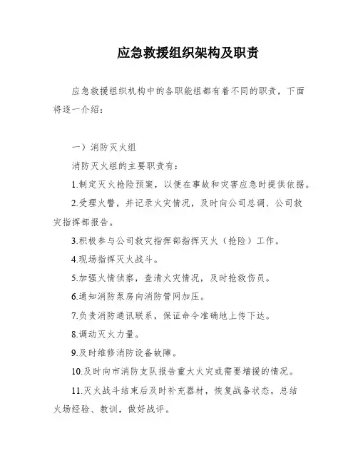 应急救援组织架构及职责