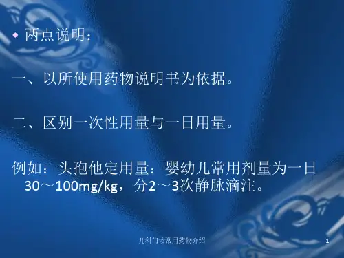 儿科门诊常用药物介绍培训课件