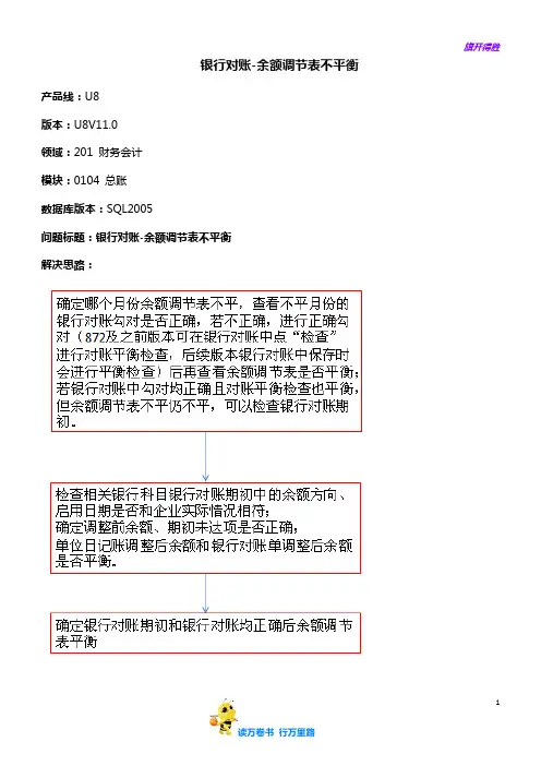 【用友】财务会计-总账-银行对账-余额调节表不平衡