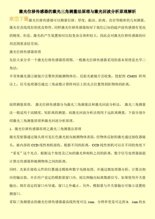 激光位移传感器的激光三角测量法原理与激光回波分析原理解析