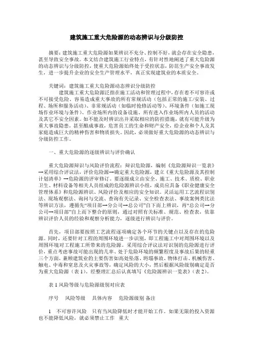 建筑施工重大危险源的动态辨识与分级防控