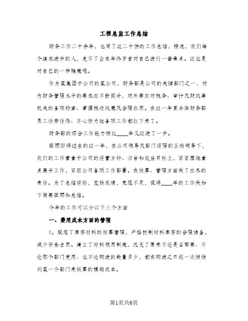 工程总监工作总结（2篇）