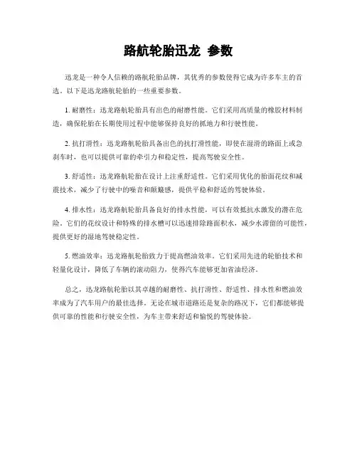 路航轮胎迅龙 参数