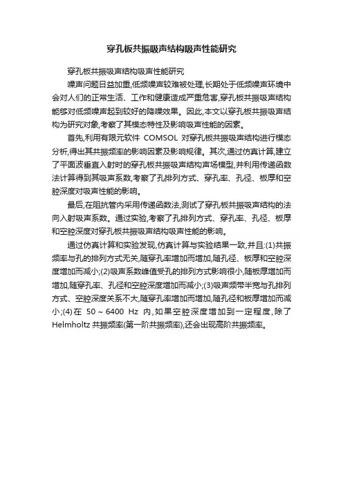 穿孔板共振吸声结构吸声性能研究