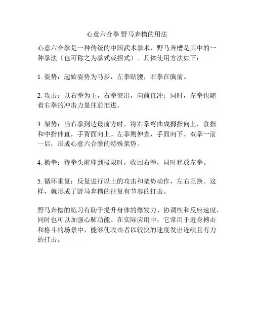 心意六合拳 野马奔槽的用法