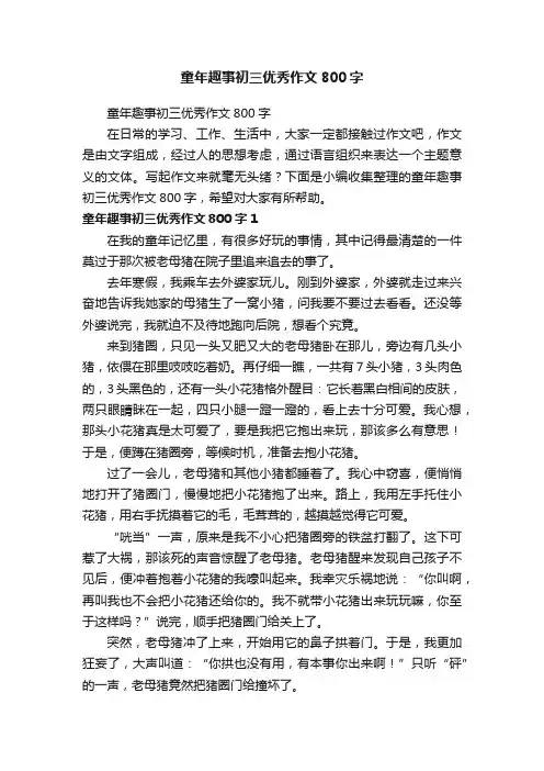 童年趣事初三优秀作文800字
