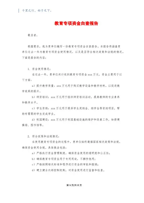 教育专项资金自查报告