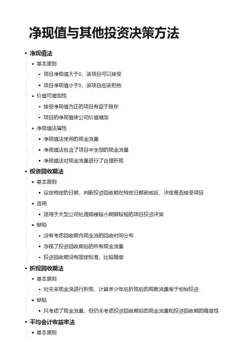 净现值与其他投资决策方法
