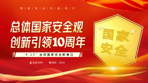 红色简约全民国家安全教育日节日宣传介绍PPT模板