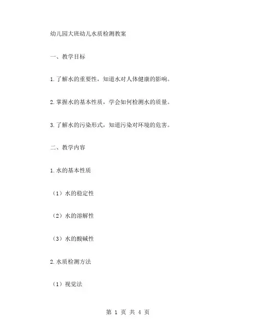 幼儿园大班幼儿水质检测教案