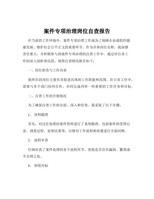 案件专项治理岗位自查报告