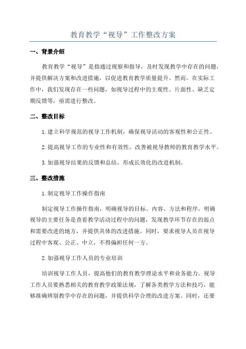教育教学“视导”工作整改方案