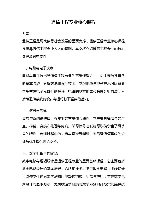 通信工程专业核心课程