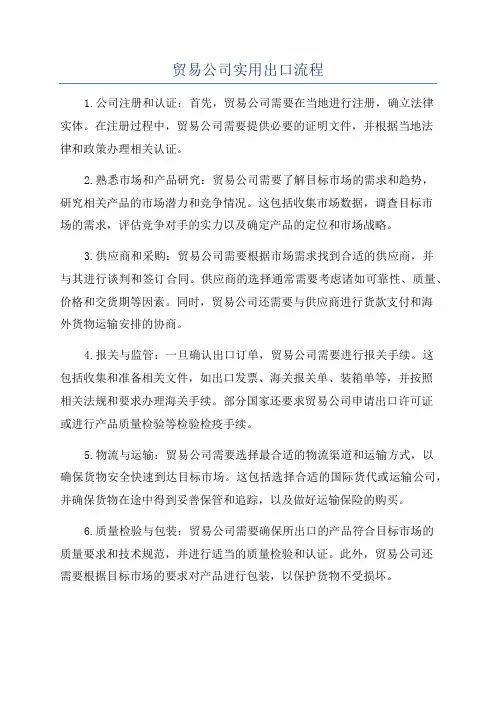 贸易公司实用出口流程