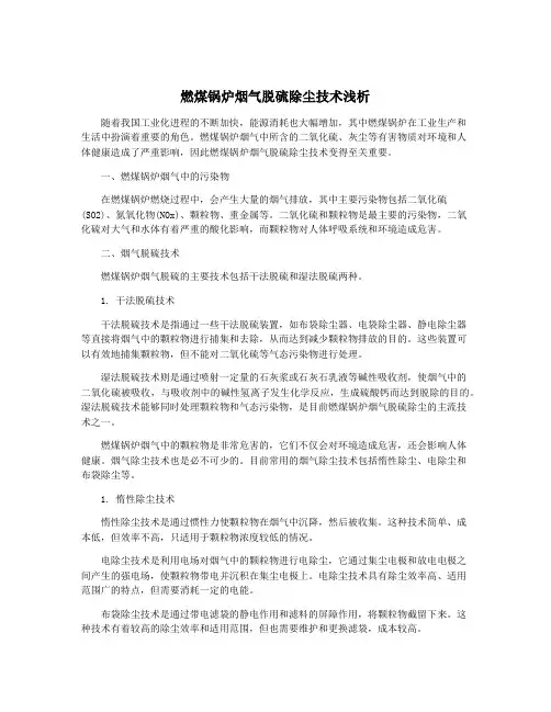 燃煤锅炉烟气脱硫除尘技术浅析