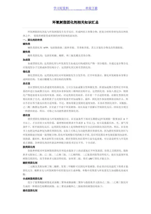环氧树脂固化剂相关知识汇总