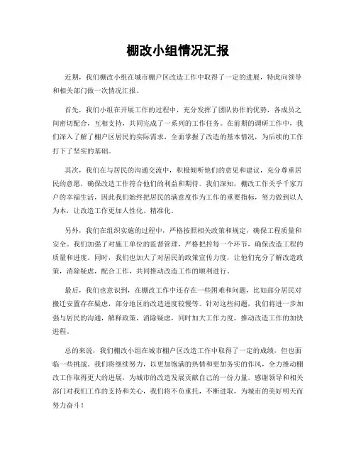 棚改小组情况汇报