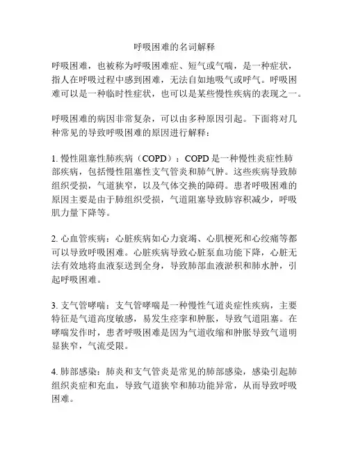 呼吸困难的名词解释