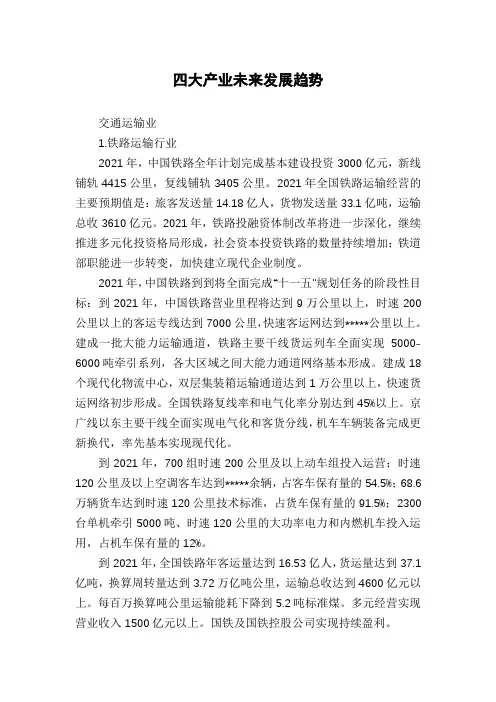 四大产业未来发展趋势