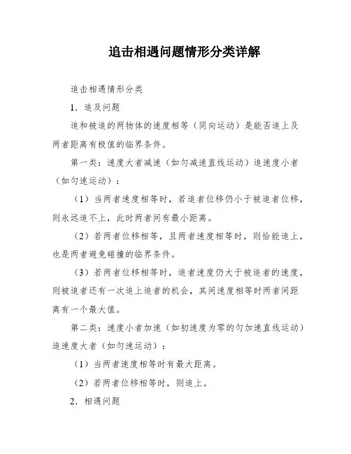 追击相遇问题情形分类详解