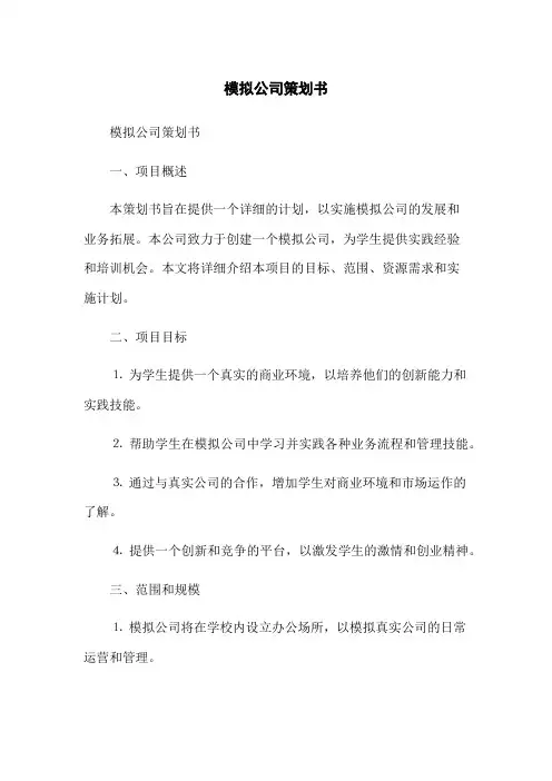 模拟公司策划书