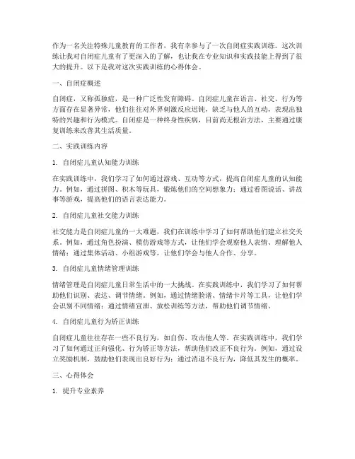 自闭症实践训练心得体会