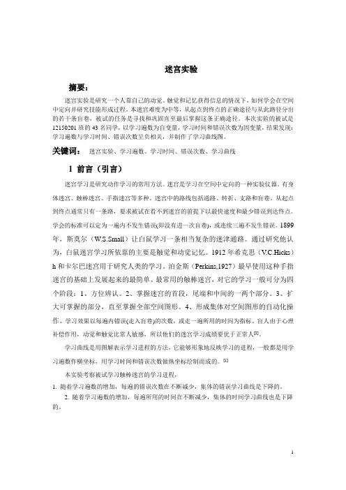 迷宫实验报告