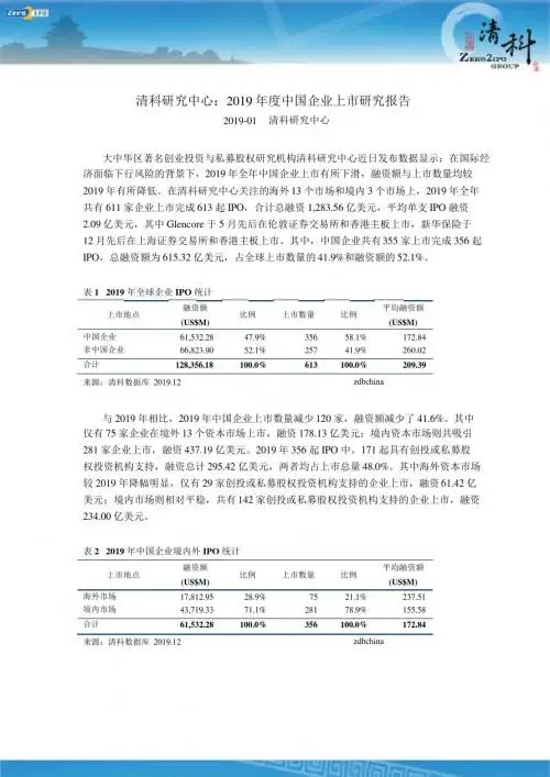 清科的研究中心2011年度中国企业上市的研究的报告-文档资料
