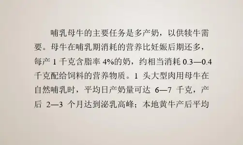 哺乳母牛的饲养管理PPT课件