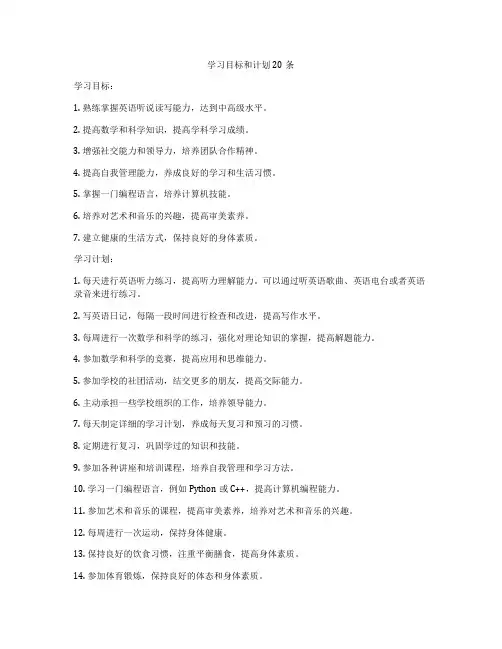 学习目标和计划20条