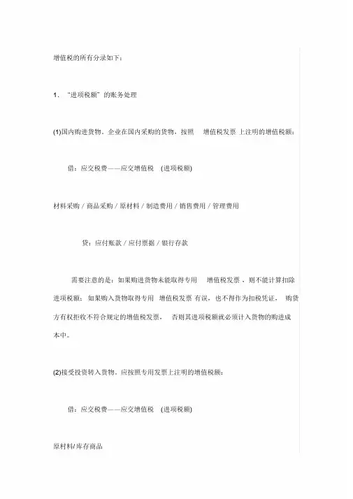 增值税有关分录大全