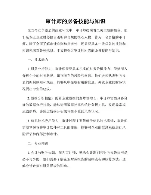 审计师的必备技能与知识