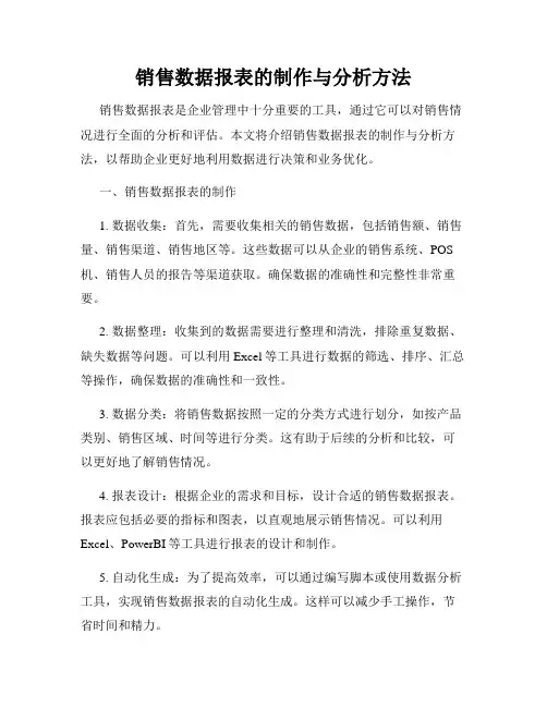销售数据报表的制作与分析方法