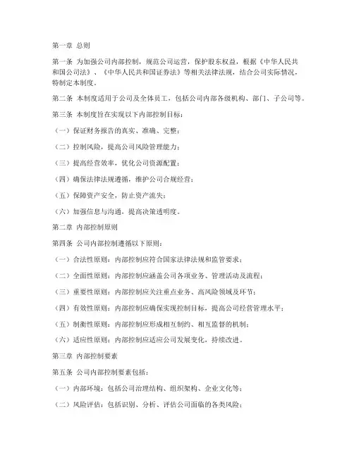 公司内部控制管理制度完整版