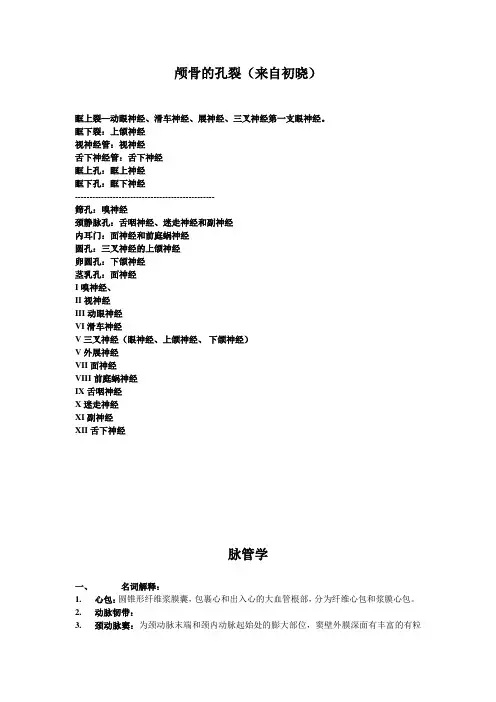 系统解剖学总复习