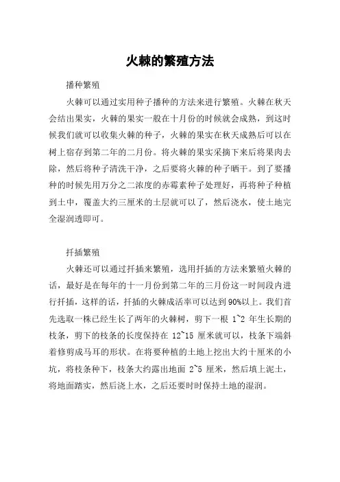 火棘的繁殖方法