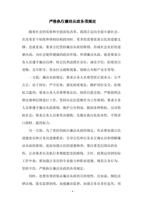 严格执行廉洁从政各项规定