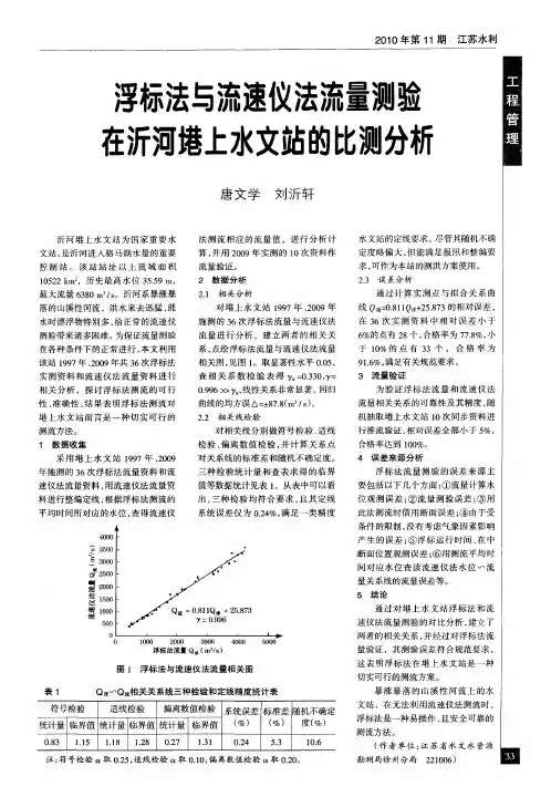 浮标法与流速仪法流量测验在沂河堵上水文站的比测分析