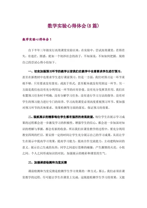 数学实验心得体会(8篇)