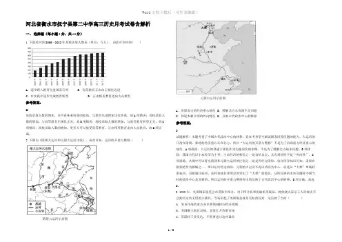 河北省衡水市抚宁县第二中学高三历史月考试卷含解析
