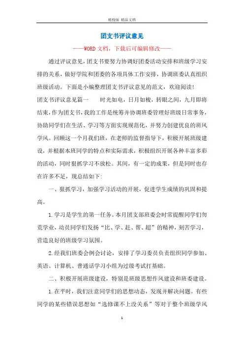 团支书评议意见