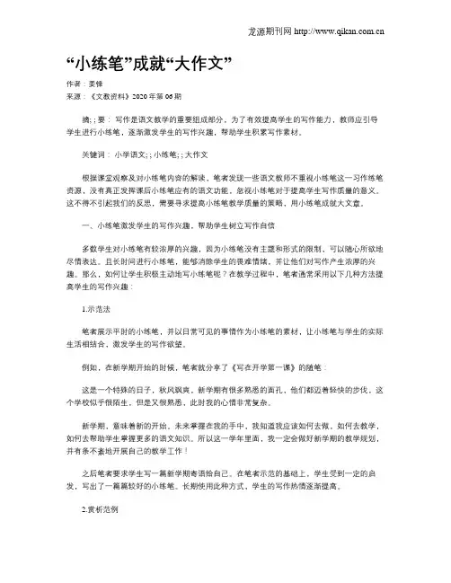 “小练笔”成就“大作文”