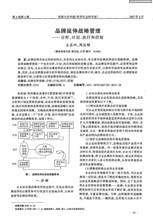 品牌延伸战略管理——分析、计划、执行和控制