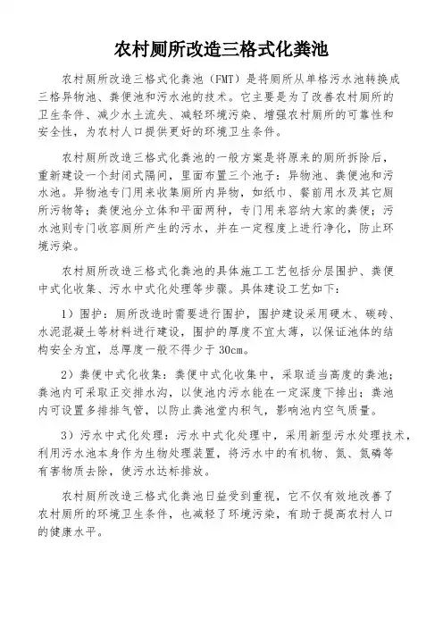 农村厕所改造三格式化粪池