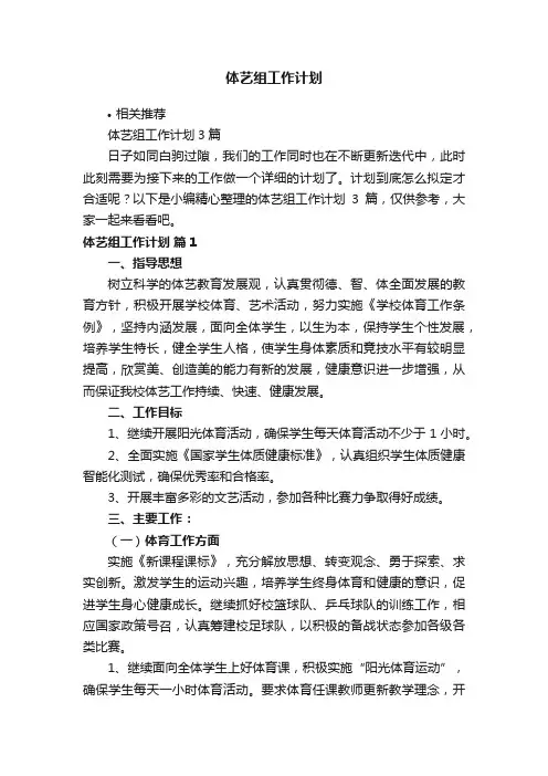 体艺组工作计划